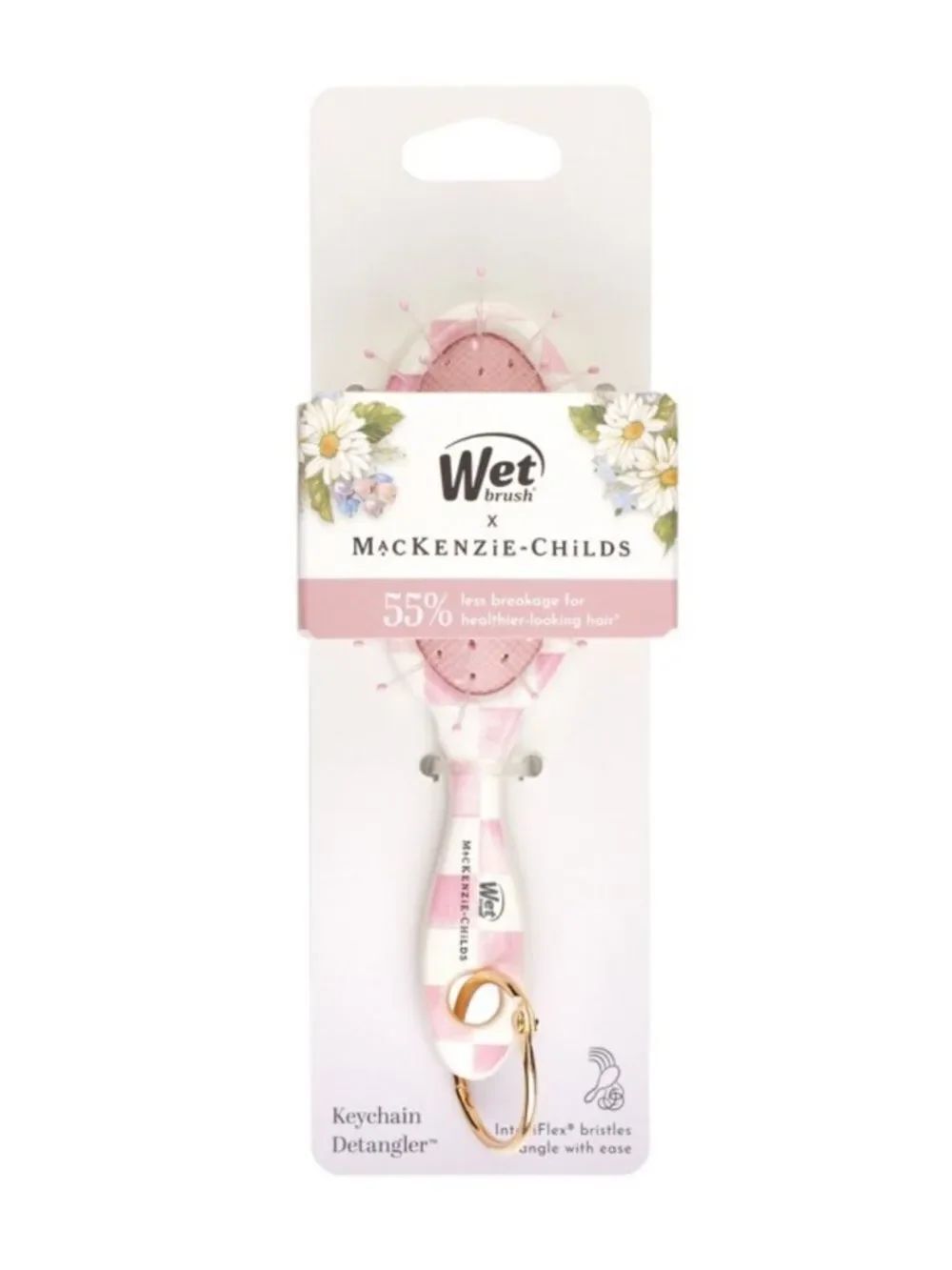Wet brush x Mackenzie-Childs Keychain Detangler Brush White Pink Rosy Check - Picture 8 of 16